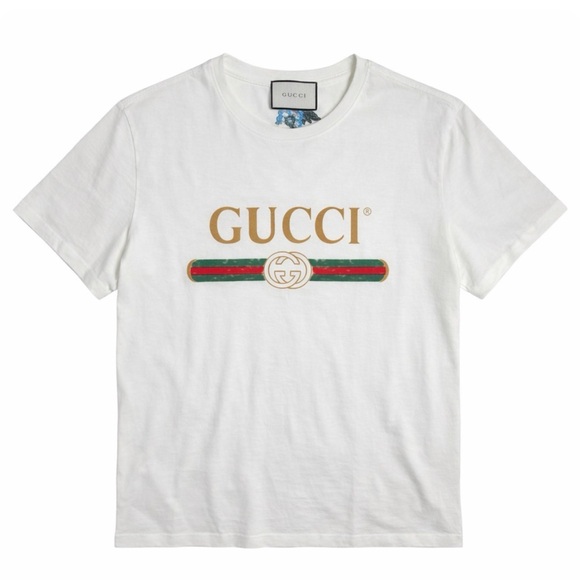 Gucci Tops - Gucci womens oversized white logo tee with embroidery size Large